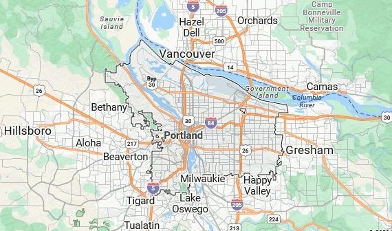 Map of Portland, Oregon